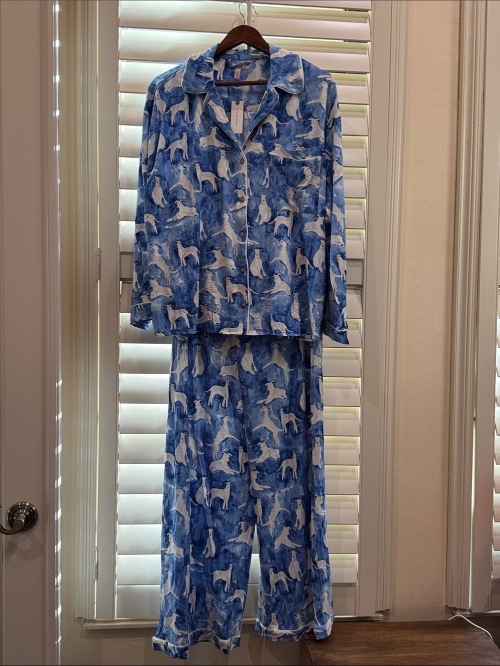 Anthropologie 2 Pc Dog-Print Pajama Set